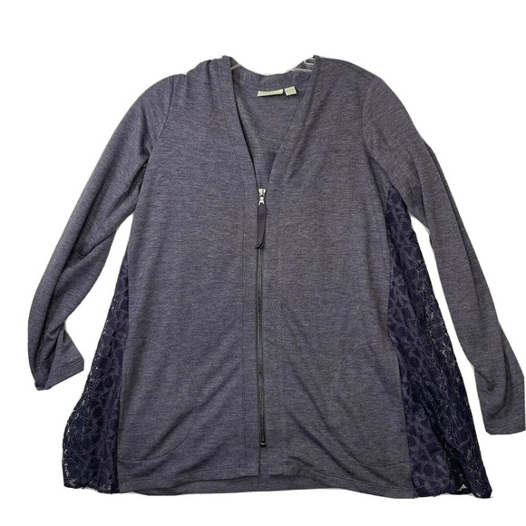 LOGO Lounge By Lori Goldstein Women’s‎ Size XXS Oversized Lace Full Zip Cardigan - Picture 1 of 12